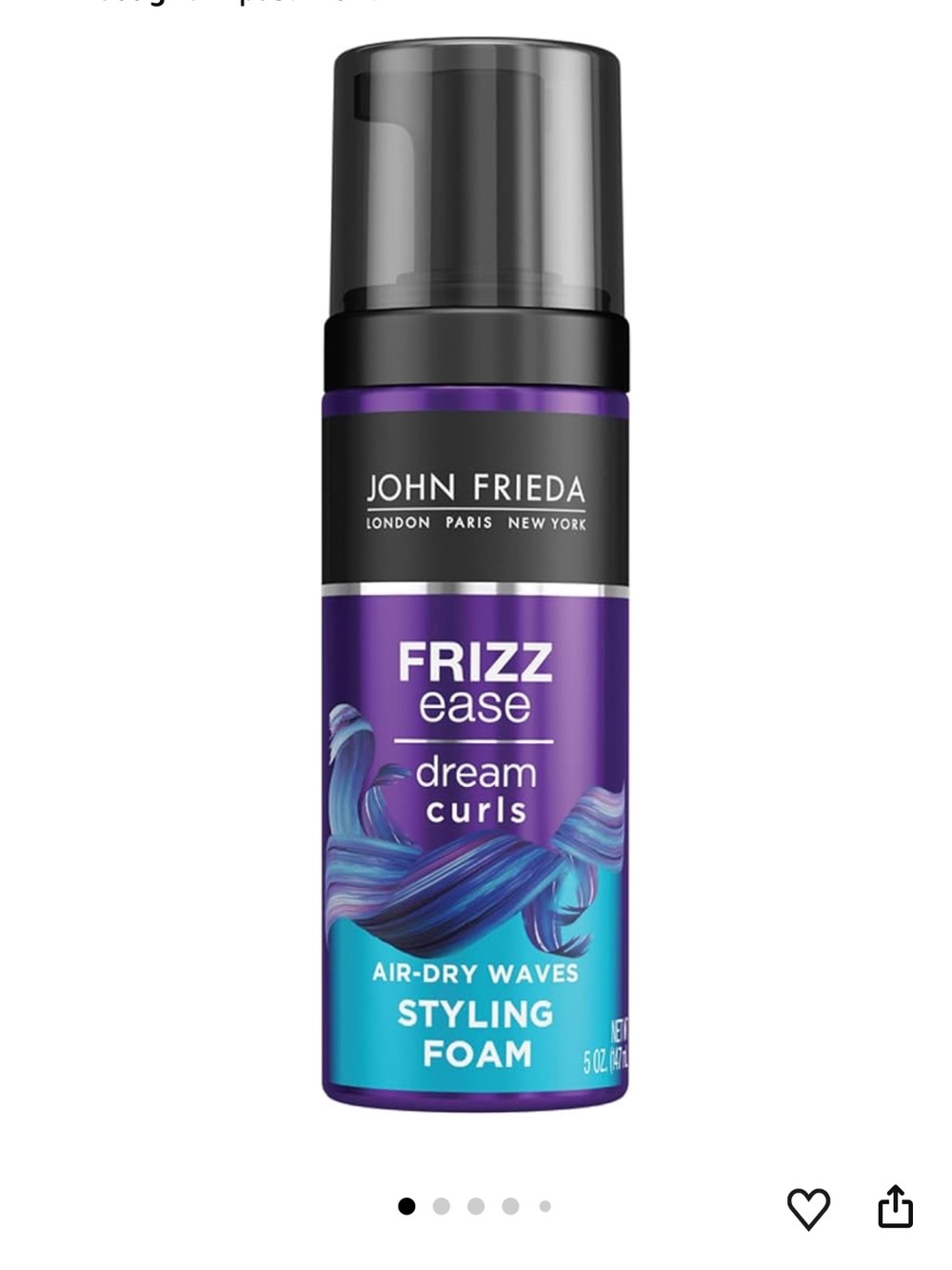 John Frieda Anti Frizz Ease Dream Curls Air Dry Waves Styling Foam 5oz new